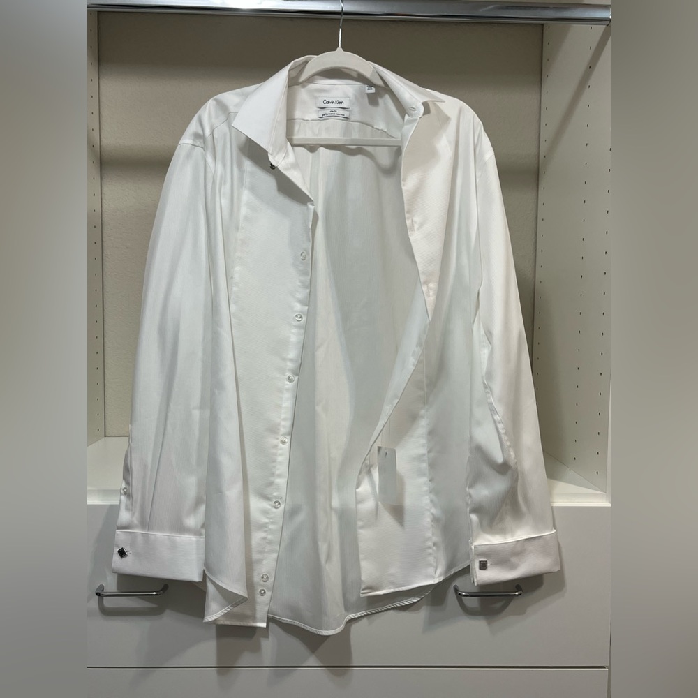 Calvin Klein White Mens Button Up